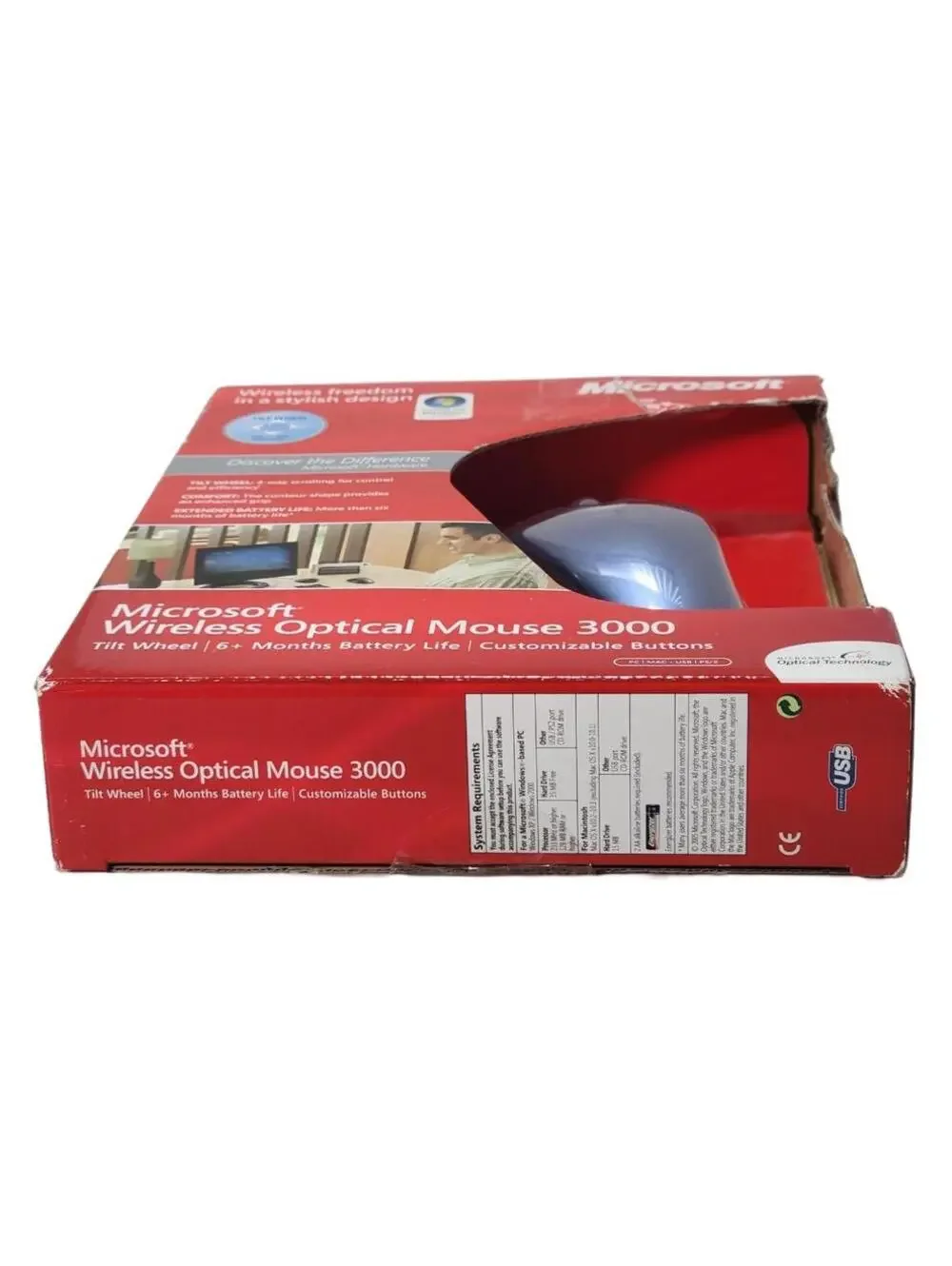 New Microsoft Wireless Optical Mouse 3000 Blue Mac/PC USB or PS/2 Model 1008